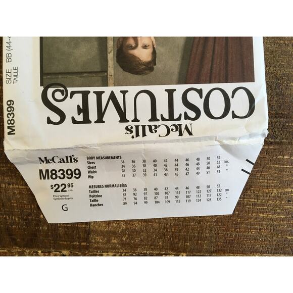 McCalls Sewing Pattern M8399 Yellowstone Buckskin Fringe Jacket Vest 44-52 UNCUT - Picture 3 of 3